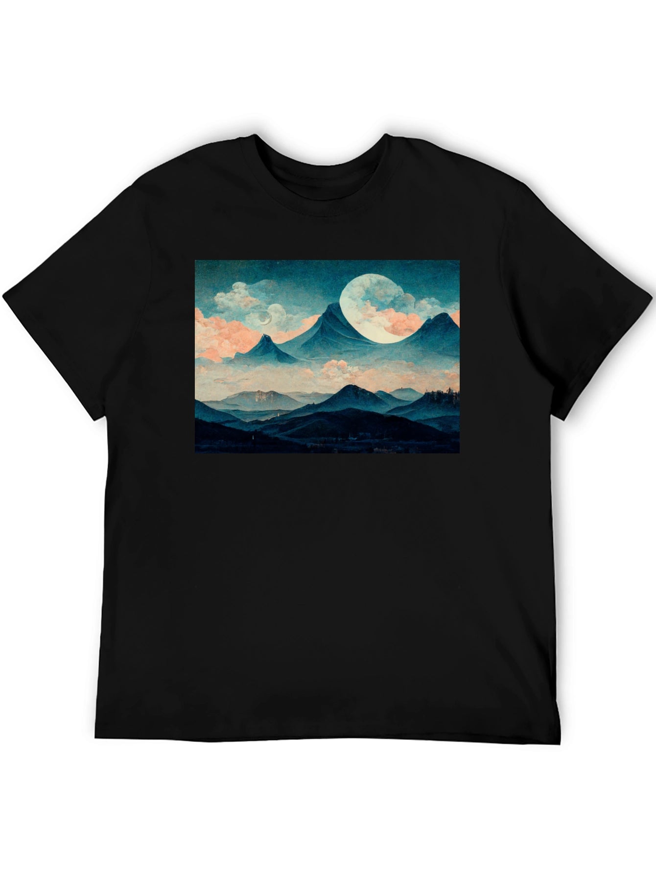 Moonlit Mountain Tee - Soft Black Graphic T-Shirt