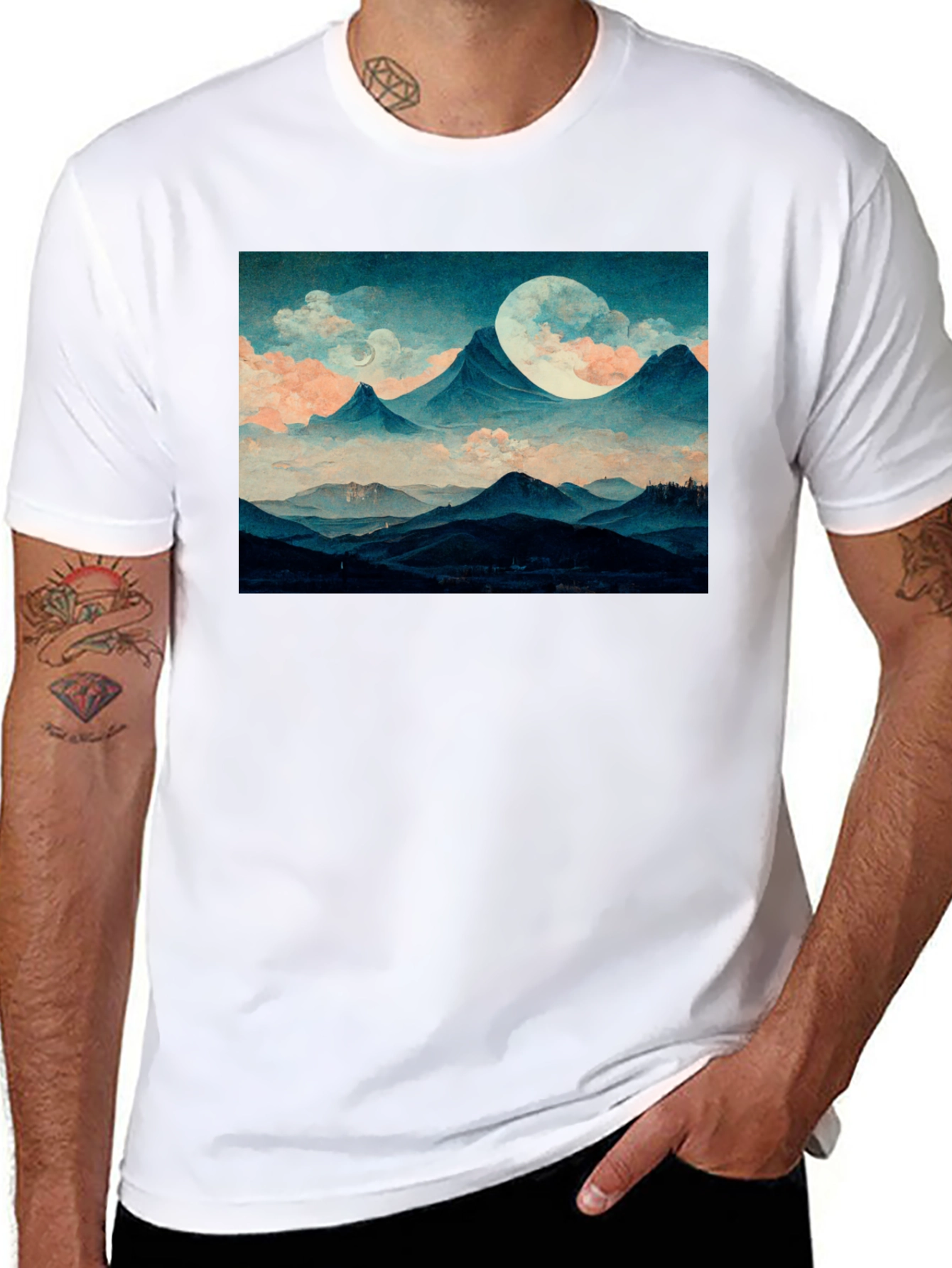 Moonlit Mountain Tee - Soft Black Graphic T-Shirt