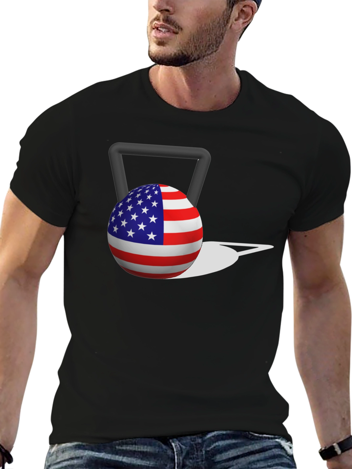 American Flag Kettlebell Patriotic T-Shirt