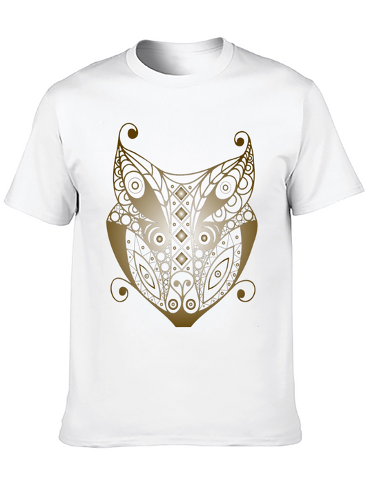 Fox Head Graphic Print Mens T-Shirt