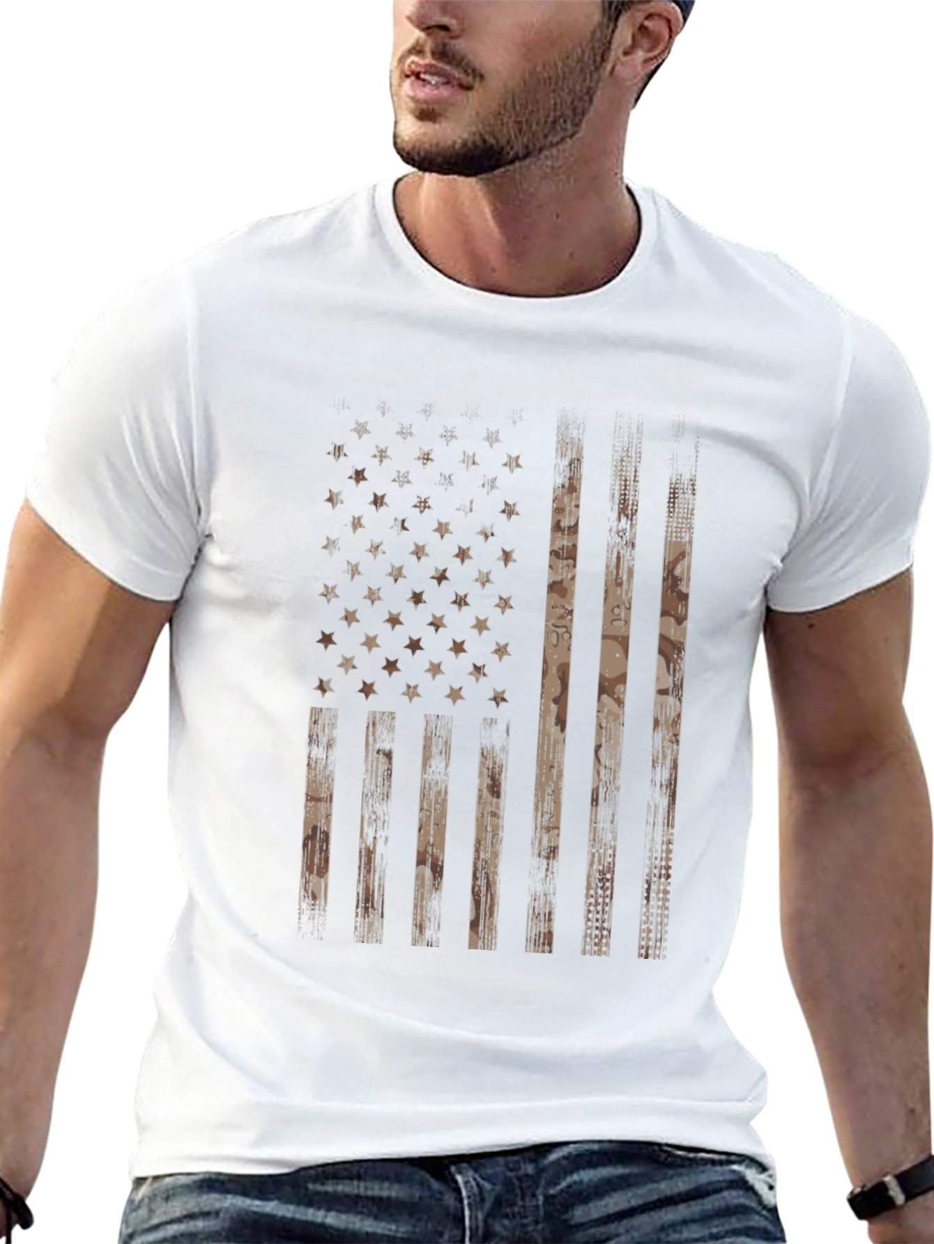Distressed American Flag Camo Graphic Tee