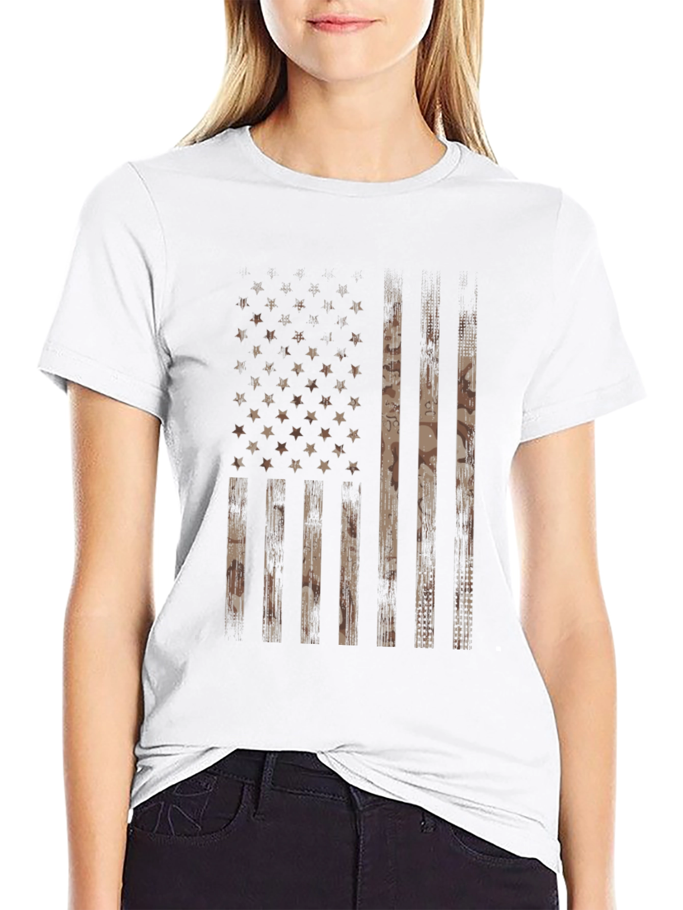 Distressed American Flag Camo Graphic Tee
