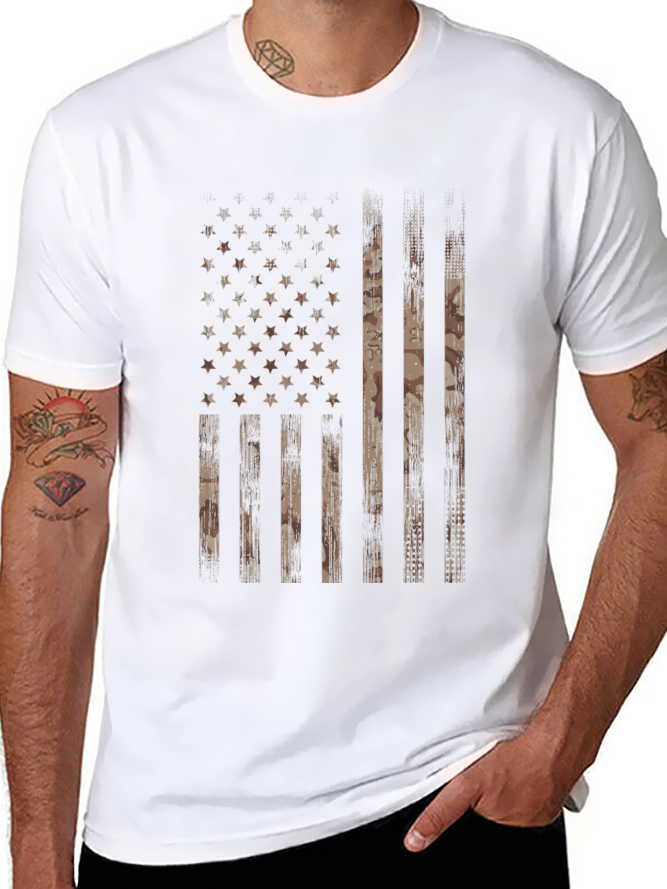 Distressed American Flag Camo Graphic Tee