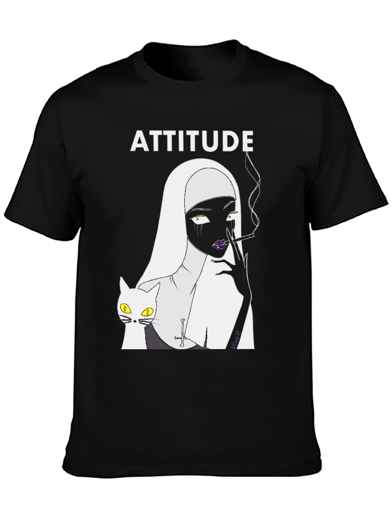 Attitude Nun Cat T-Shirt - Unique Graphic Tee