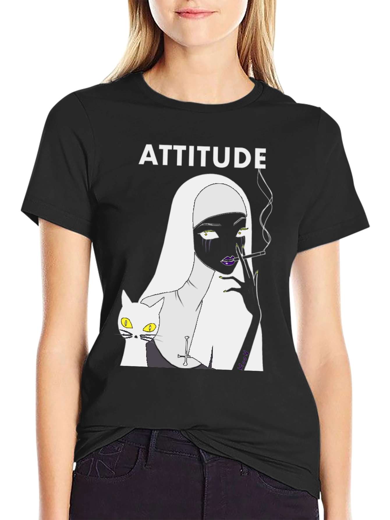 Attitude Nun Cat T-Shirt - Unique Graphic Tee