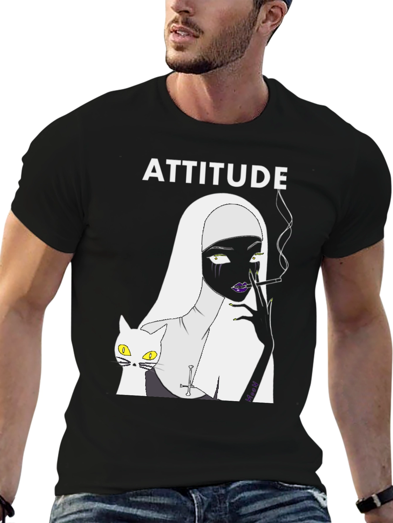 Attitude Nun Cat T-Shirt - Unique Graphic Tee