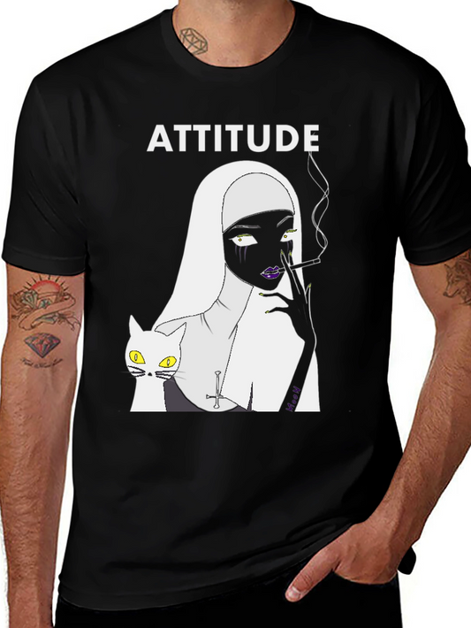 Attitude Nun Cat T-Shirt - Unique Graphic Tee