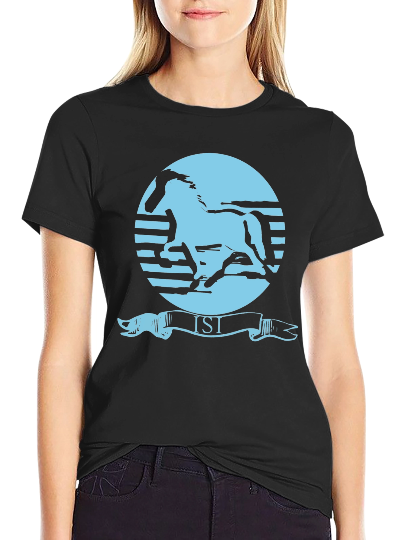 Retro Horse Graphic Tee - Black