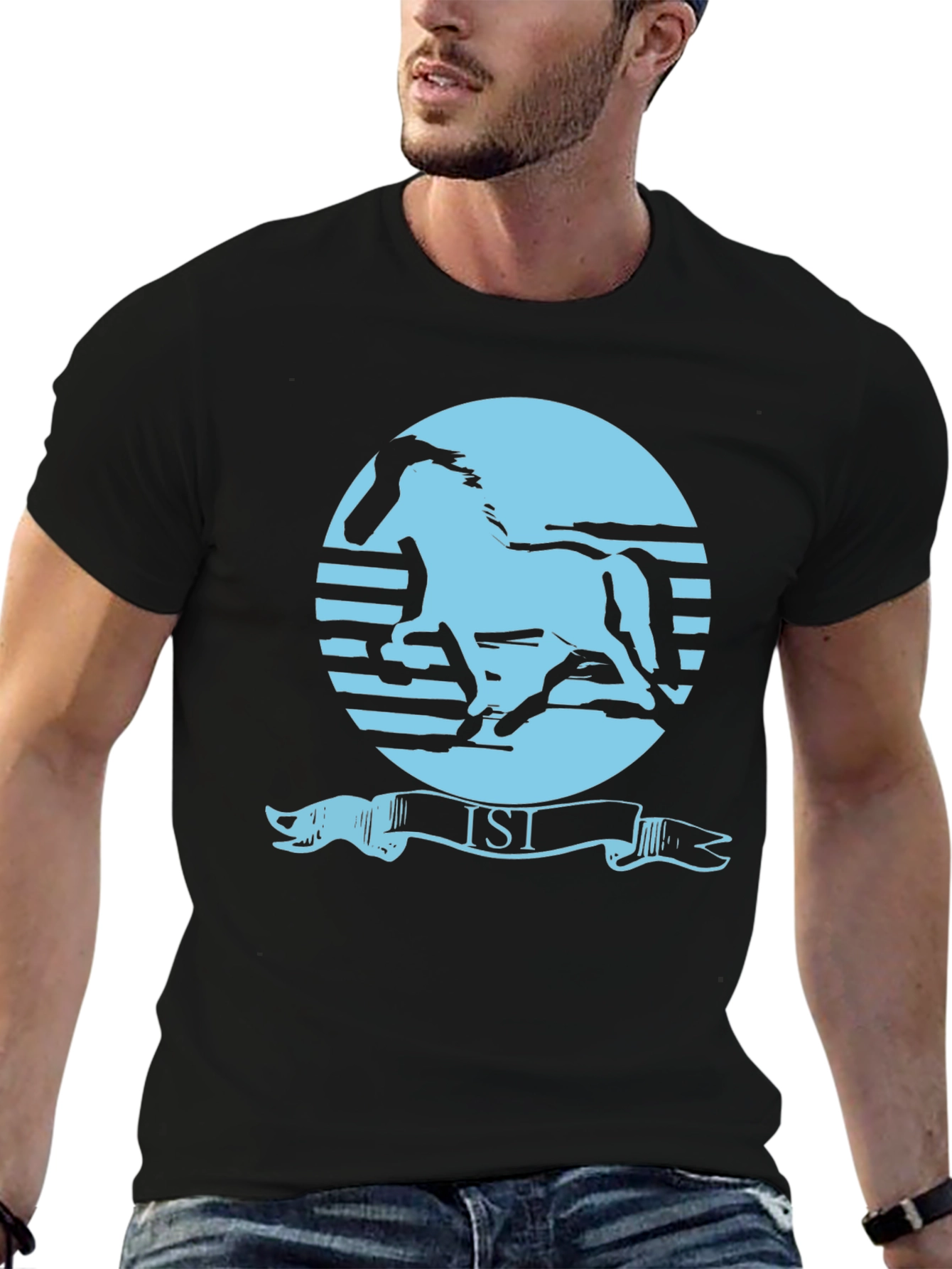 Retro Horse Graphic Tee - Black