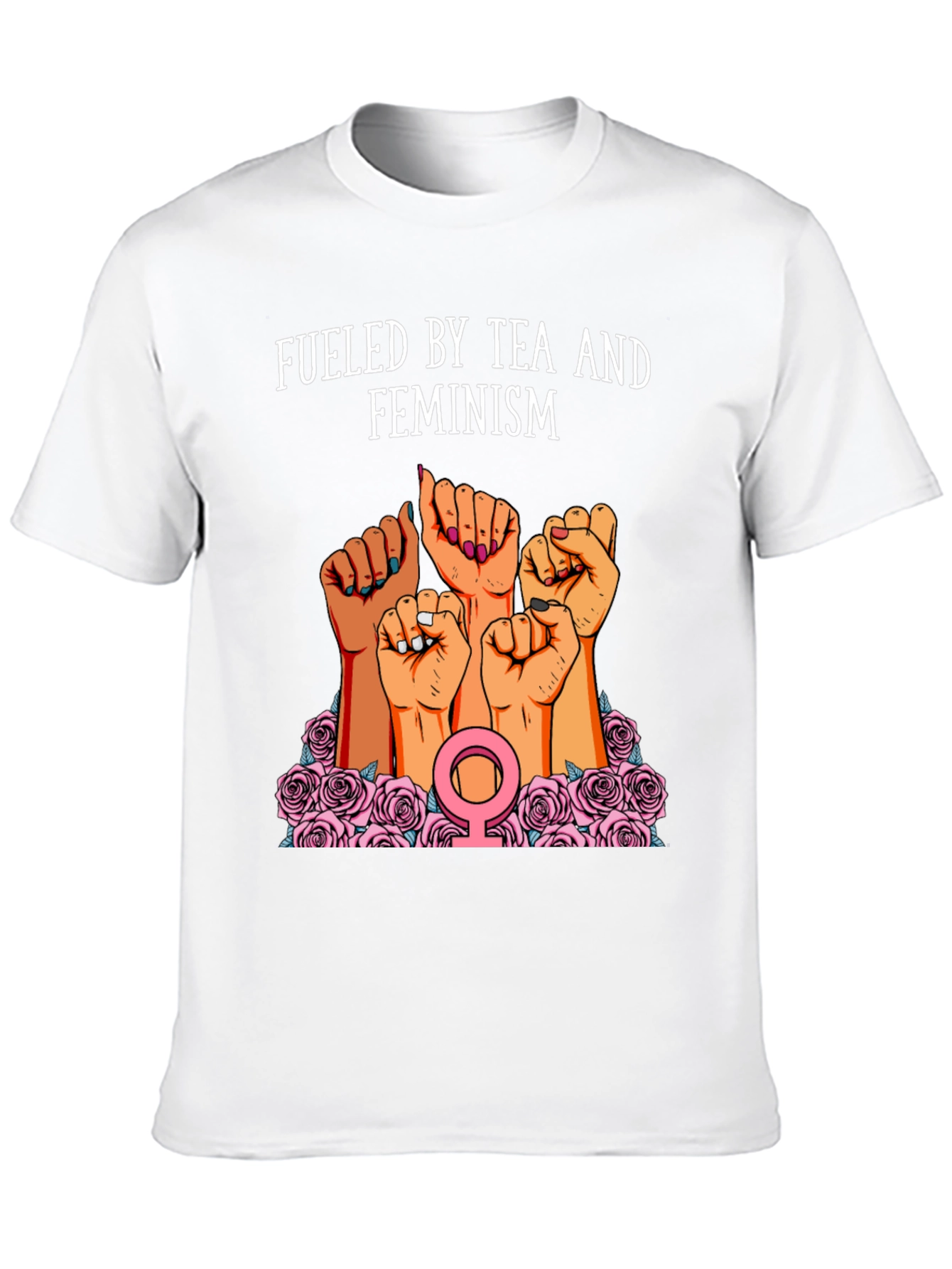 Fueled By Tea And Feminism Black T-Shirt