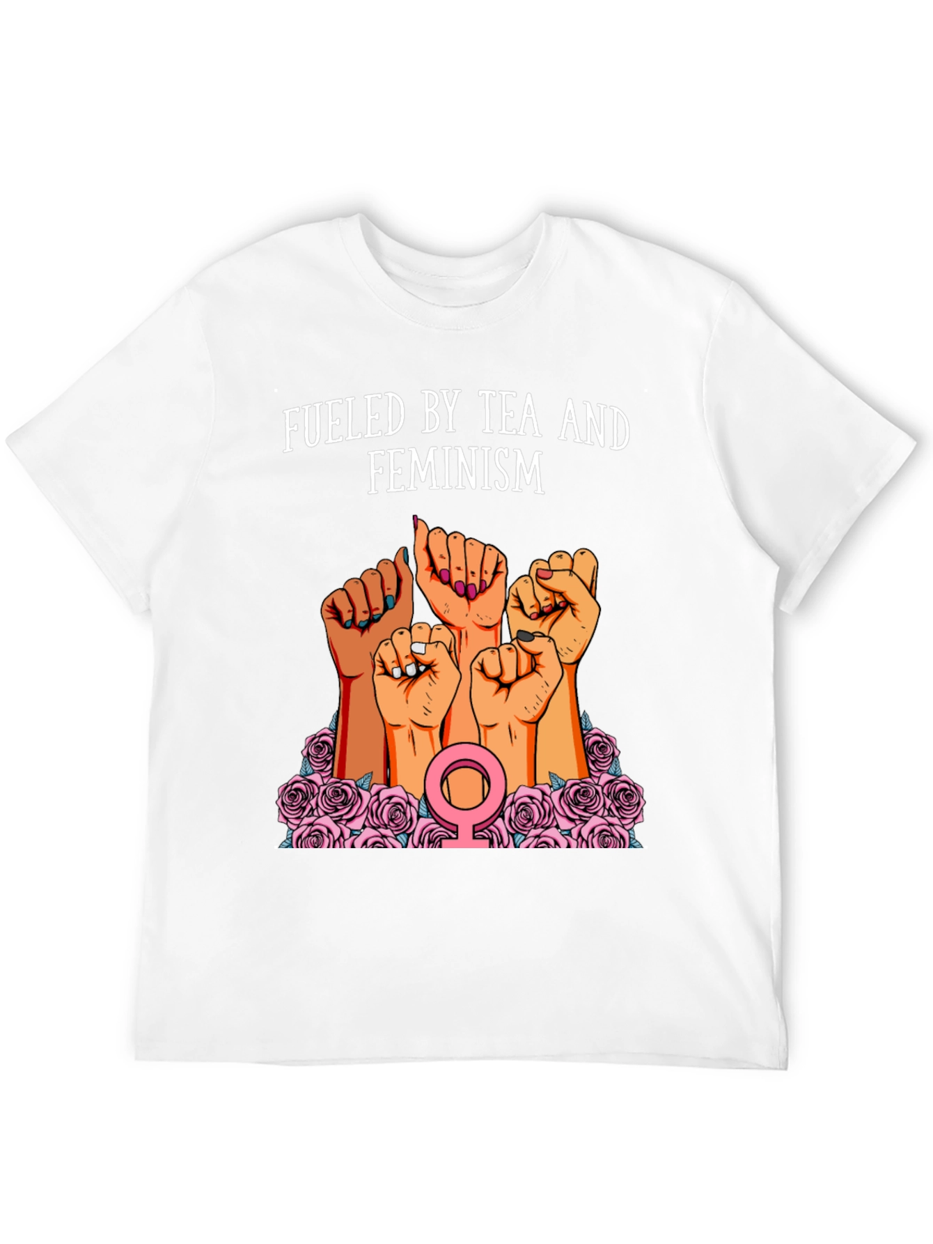Fueled By Tea And Feminism Black T-Shirt