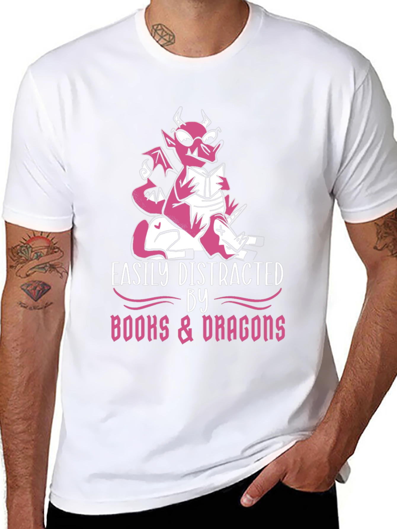Easily Distracted By Books & Dragons T-Shirt