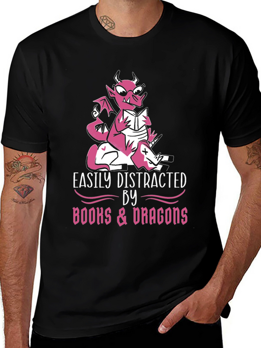 Easily Distracted By Books & Dragons T-Shirt