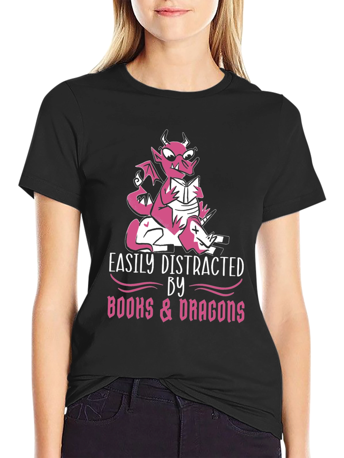 Easily Distracted By Books & Dragons T-Shirt