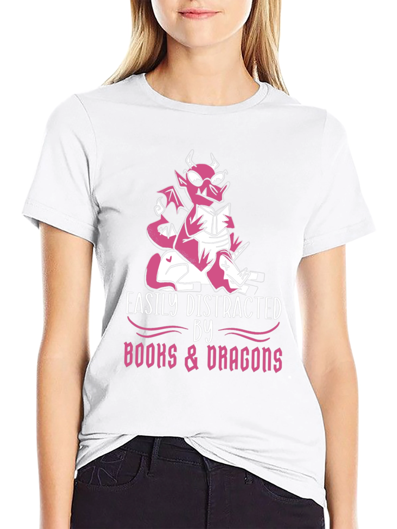 Easily Distracted By Books & Dragons T-Shirt