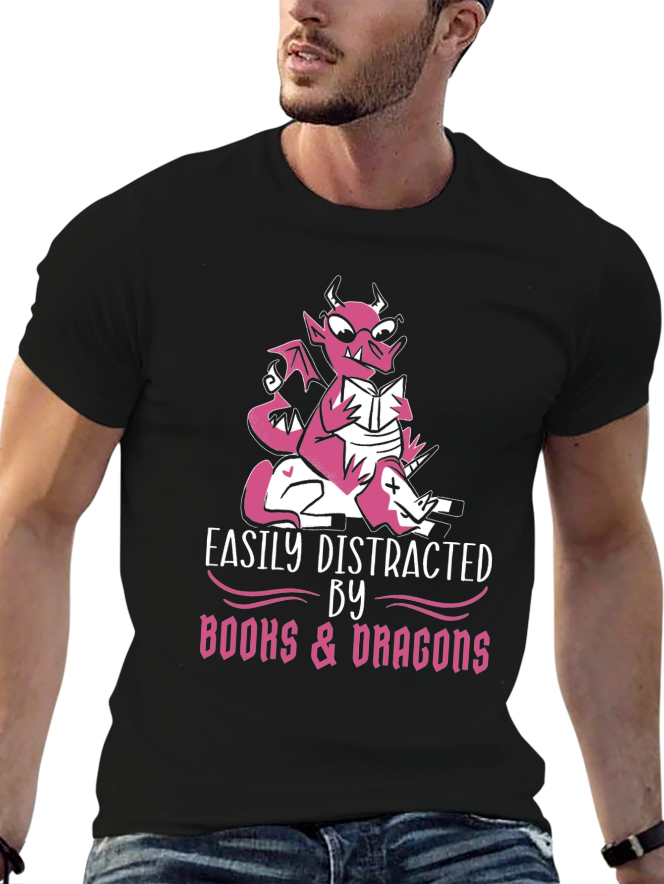 Easily Distracted By Books & Dragons T-Shirt