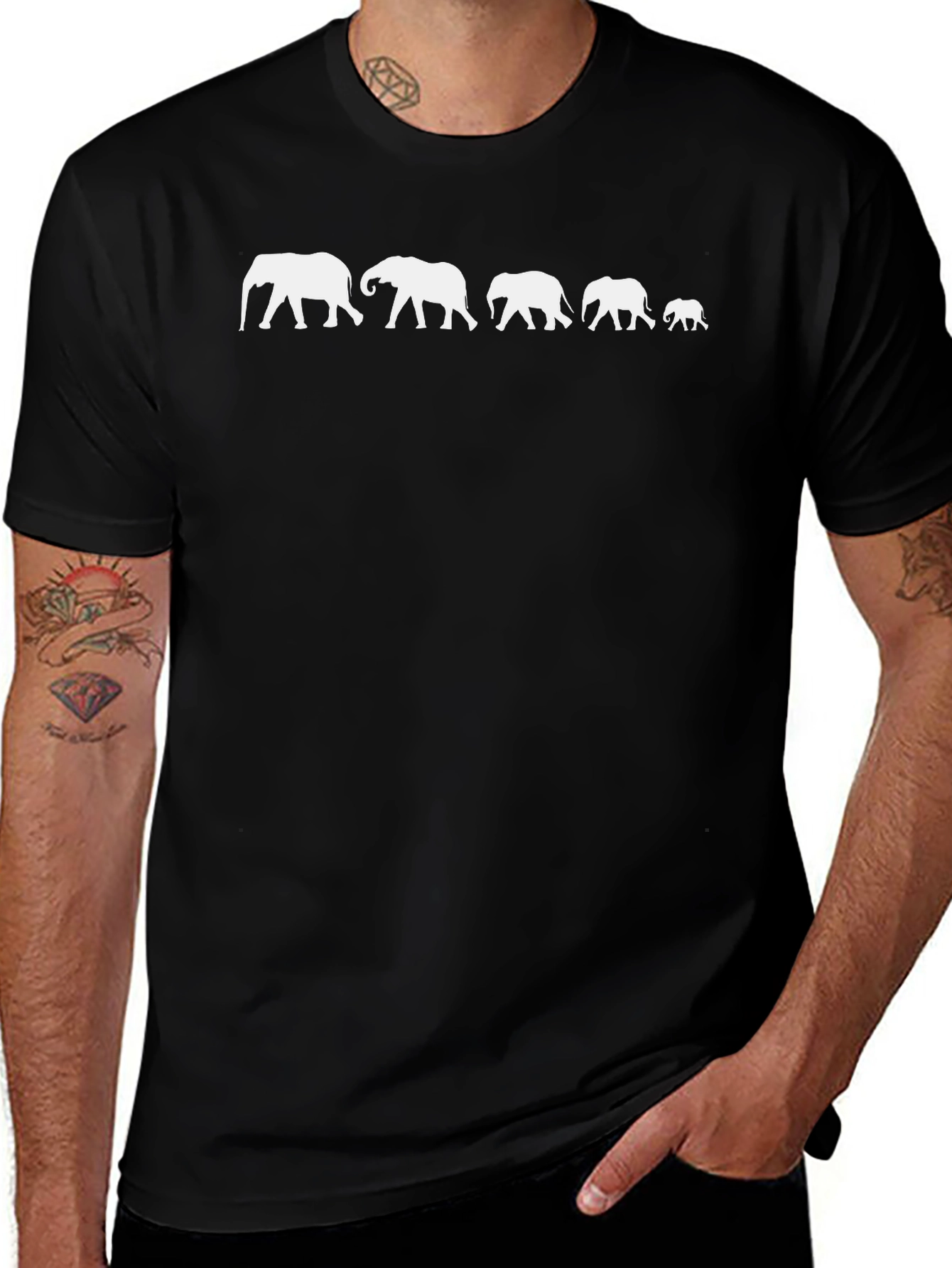Elephant Family Black T-Shirt