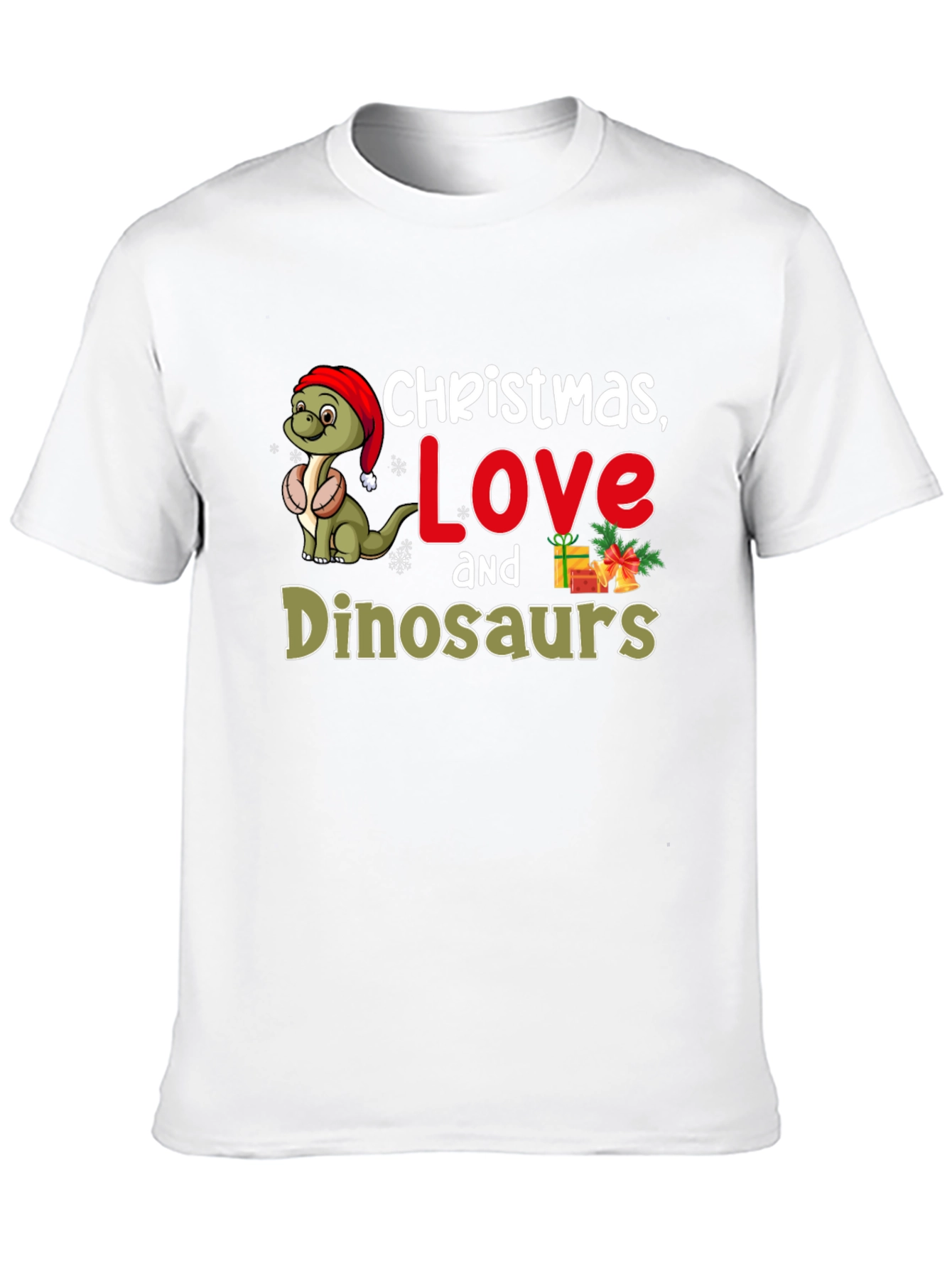 Christmas Love Dinosaurs Graphic T-Shirt