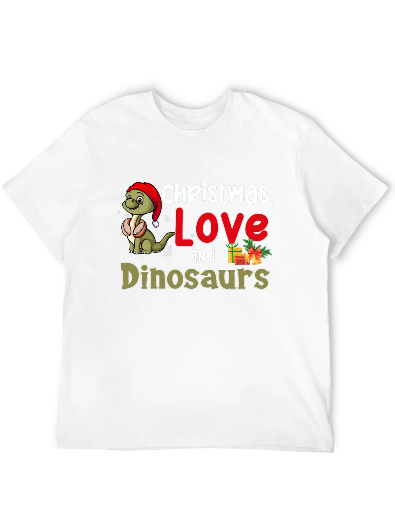 Christmas Love Dinosaurs Graphic T-Shirt
