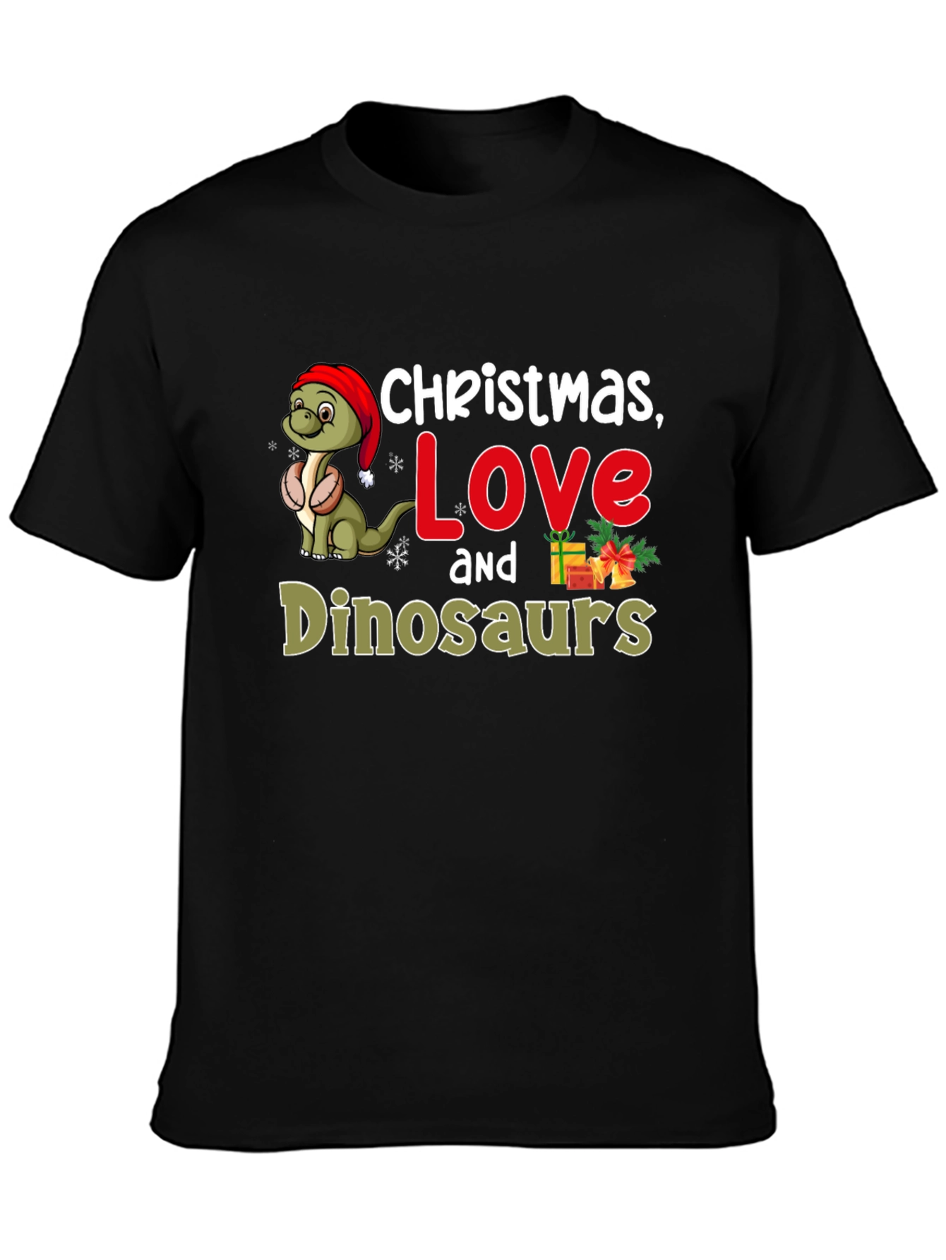 Christmas Love Dinosaurs Graphic T-Shirt