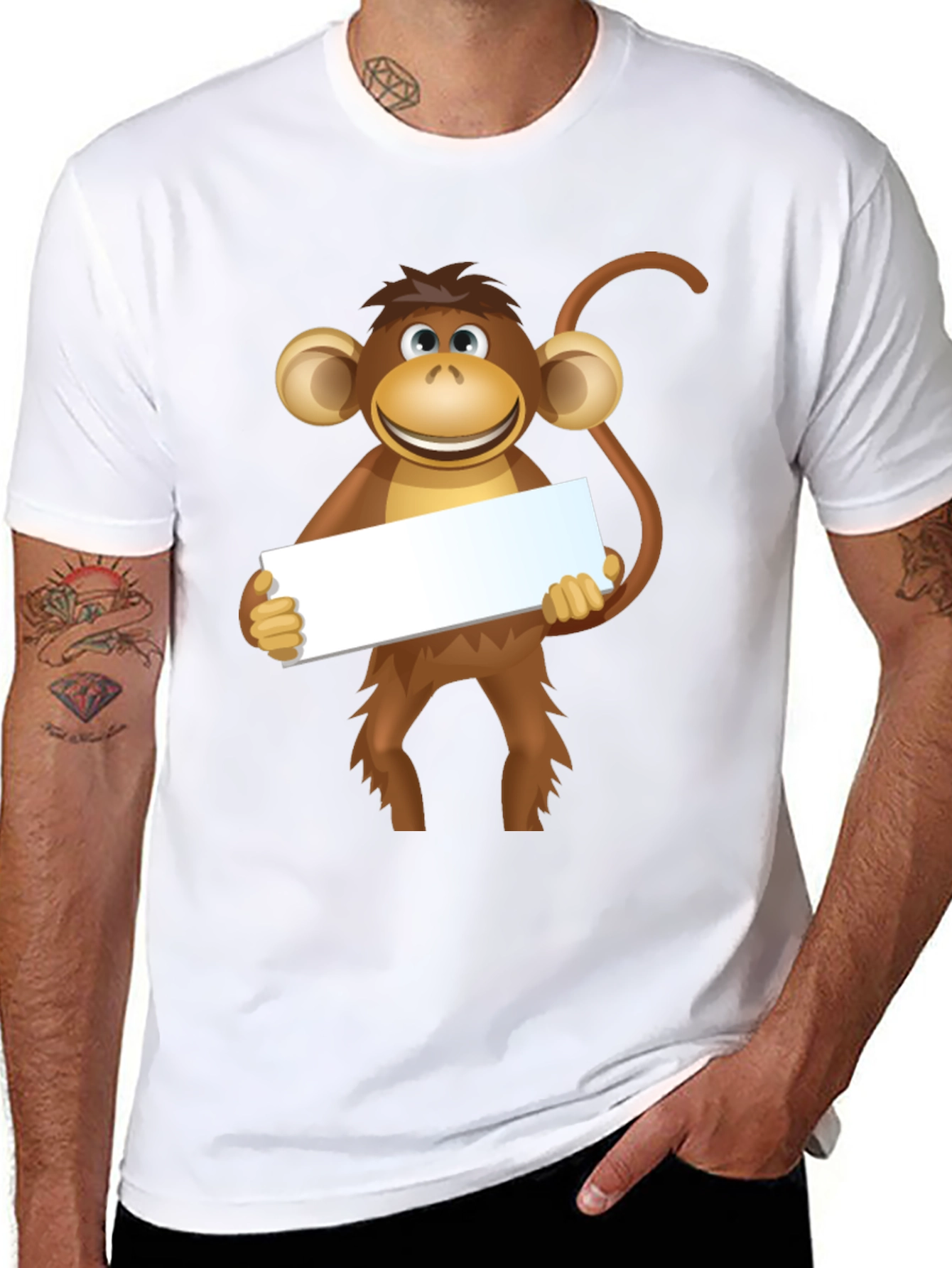 Monkey Graphic Tee - Black Cotton T-Shirt
