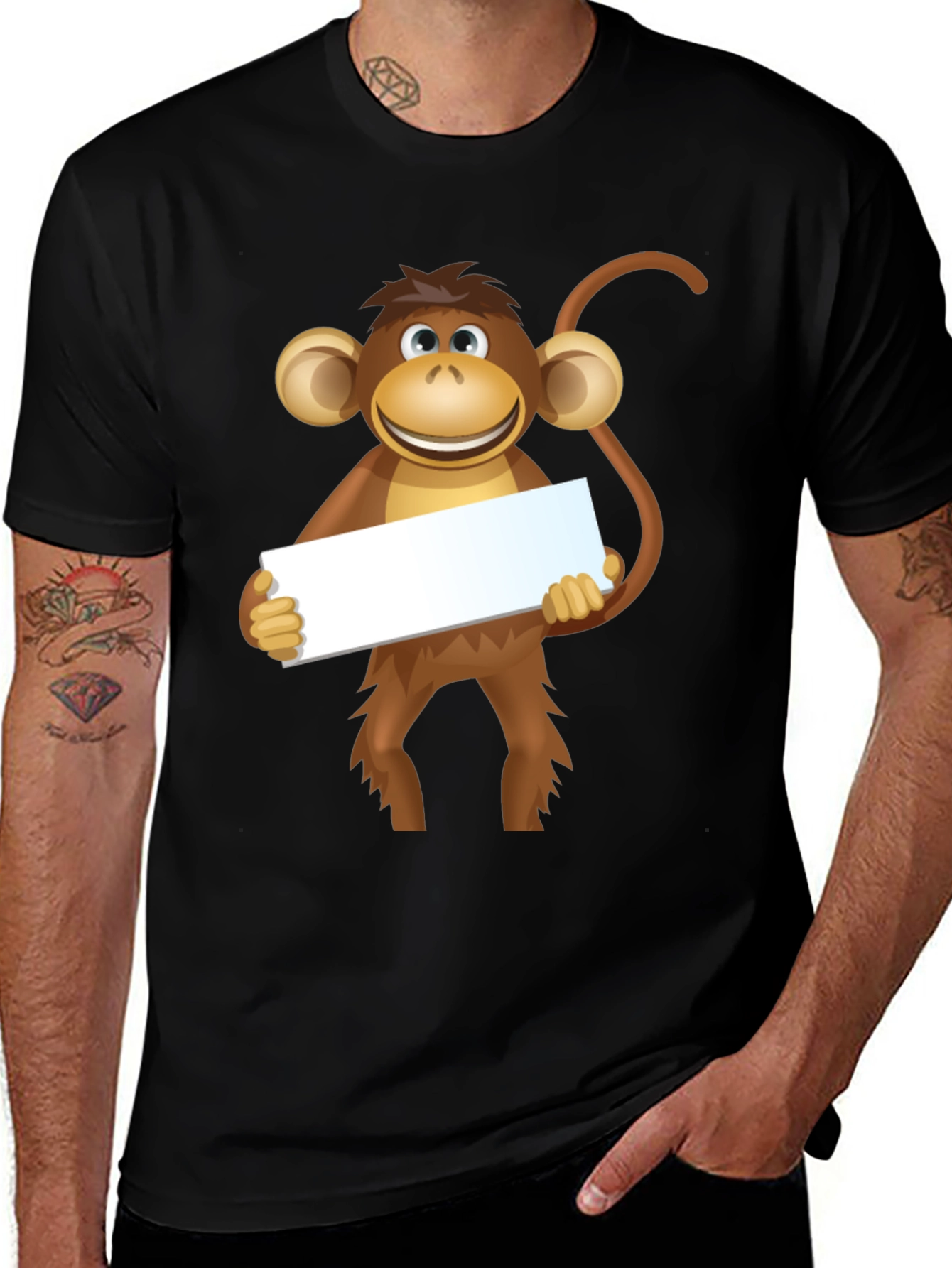 Monkey Graphic Tee - Black Cotton T-Shirt