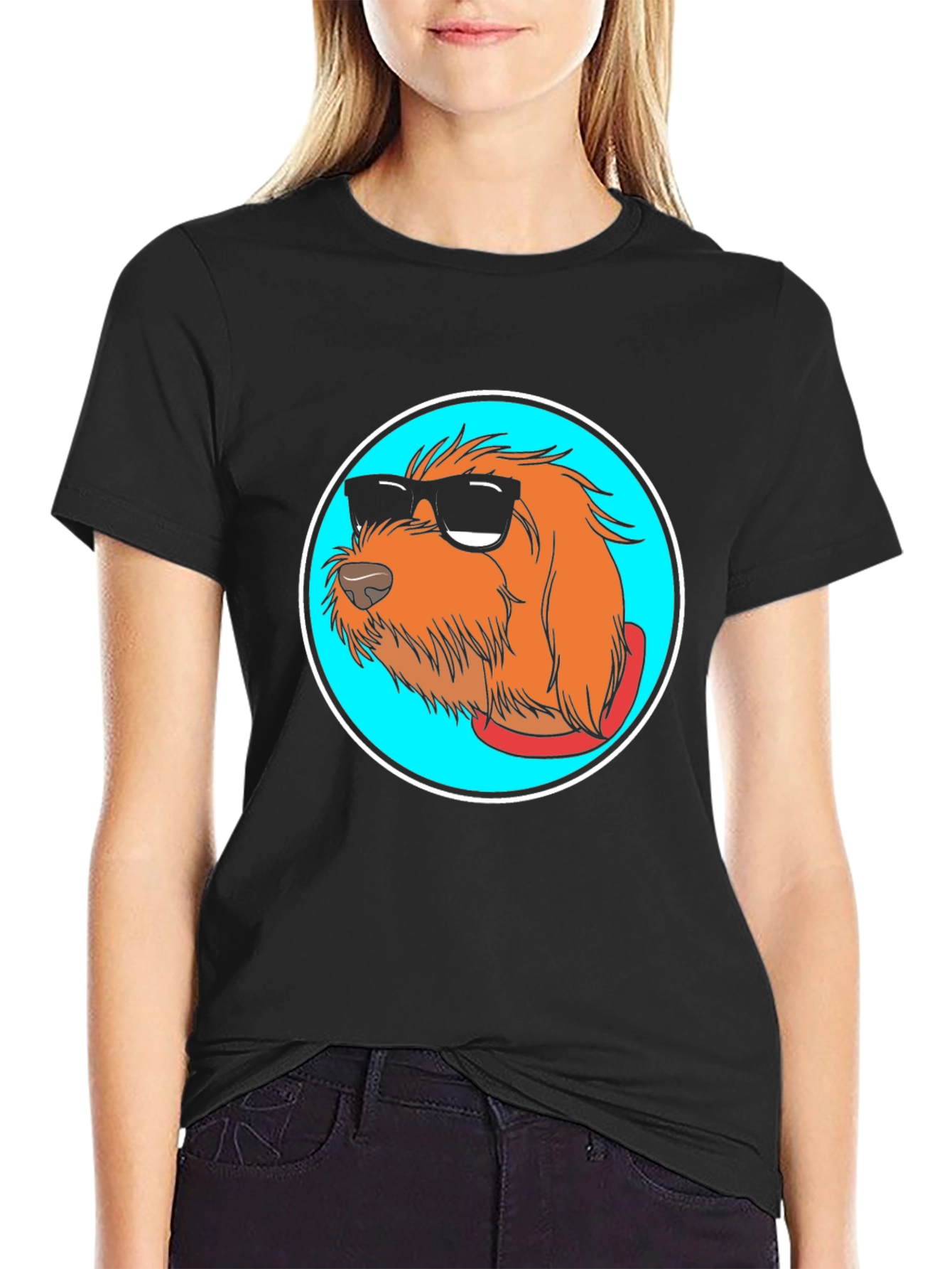 Cool Dog Graphic Tee - Black Cotton Blend