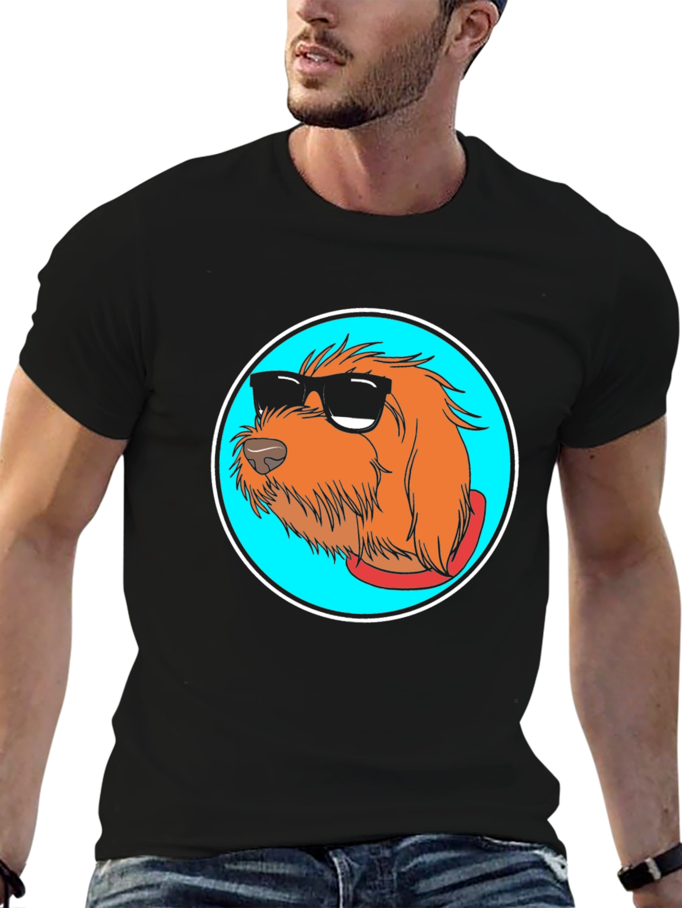 Cool Dog Graphic Tee - Black Cotton Blend