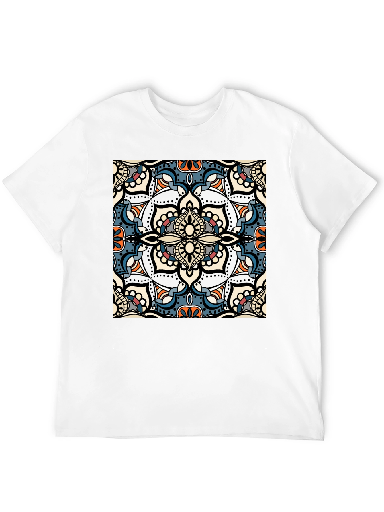 Mens Black T-Shirt with Mandala Design