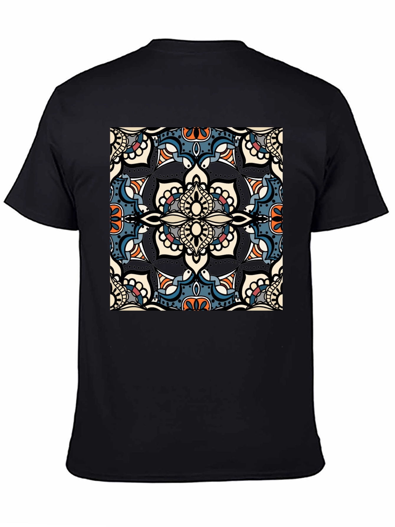 Mens Black T-Shirt with Mandala Design
