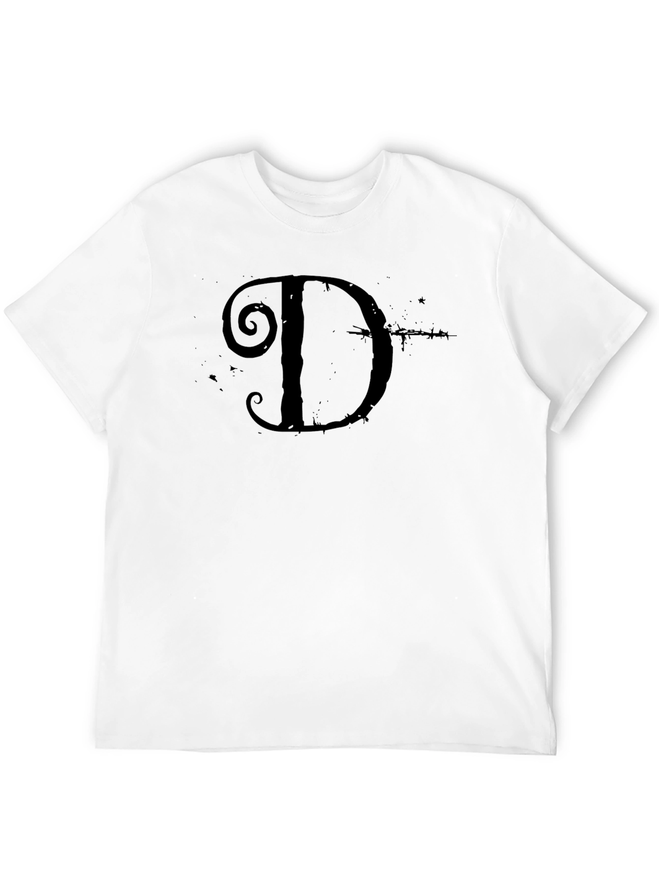 Gothic Letter D Graphic Black T-Shirt
