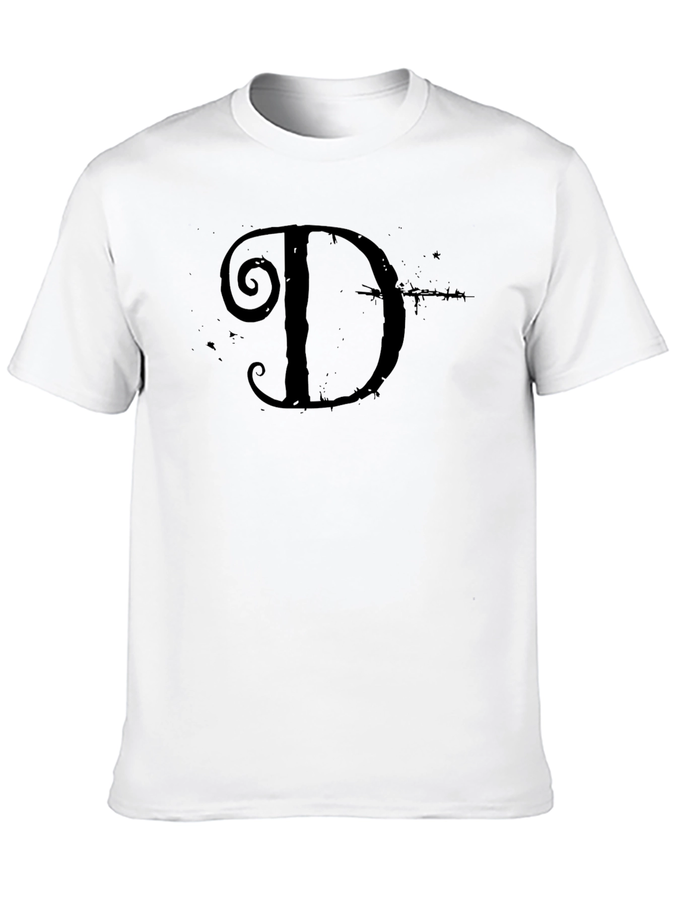 Gothic Letter D Graphic Black T-Shirt