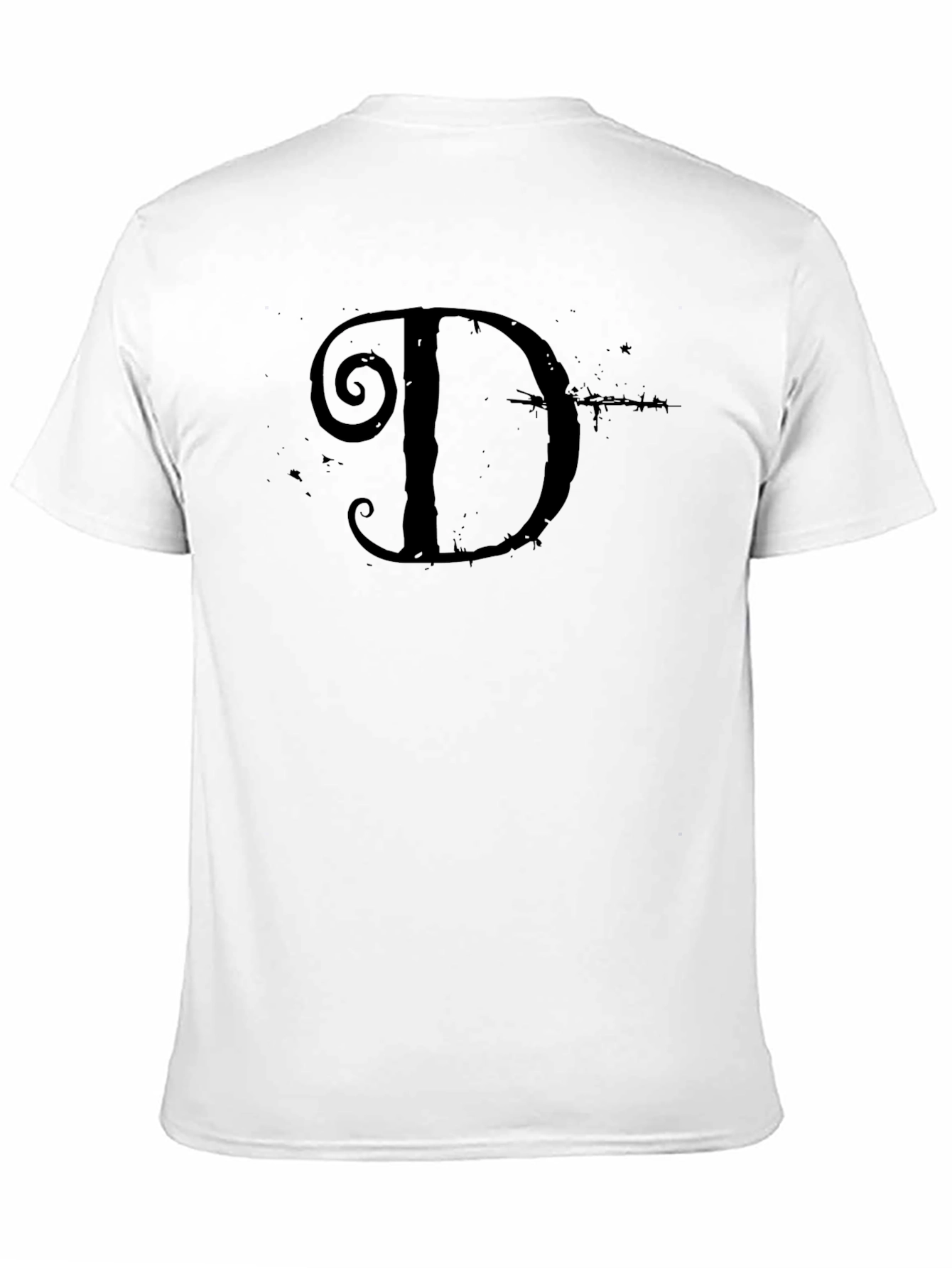 Gothic Letter D Graphic Black T-Shirt