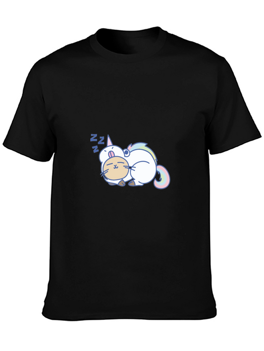 Sleeping Unicorn Cat T-Shirt - Soft Cotton Tee