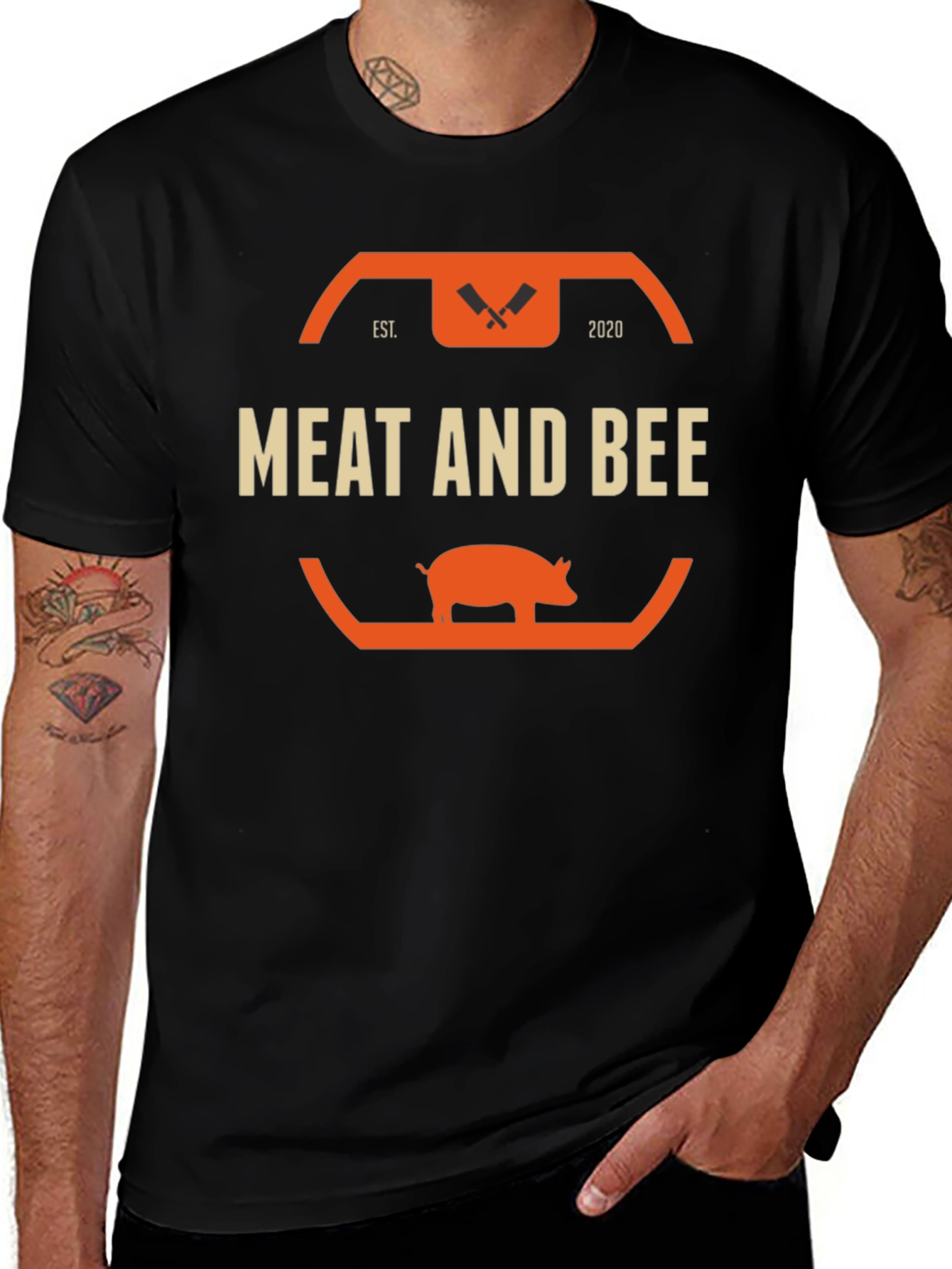 Meat and Bee Black Graphic T-Shirt
