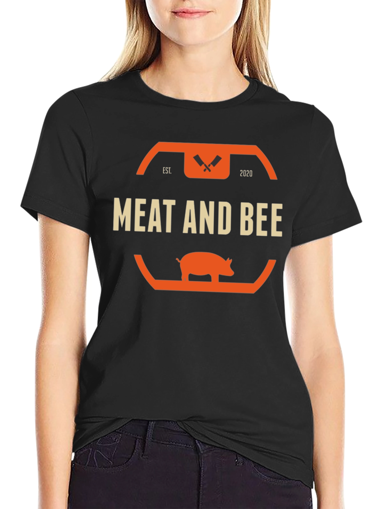 Meat and Bee Black Graphic T-Shirt