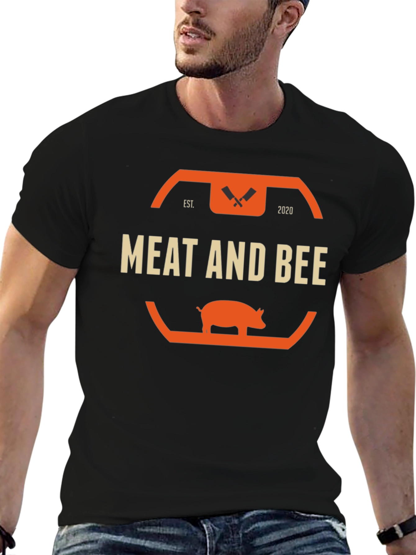 Meat and Bee Black Graphic T-Shirt