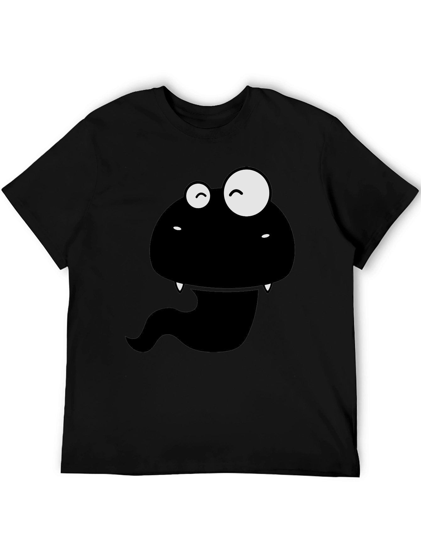 Funny Monster Graphic Tee - Mens Black Cotton T-Shirt