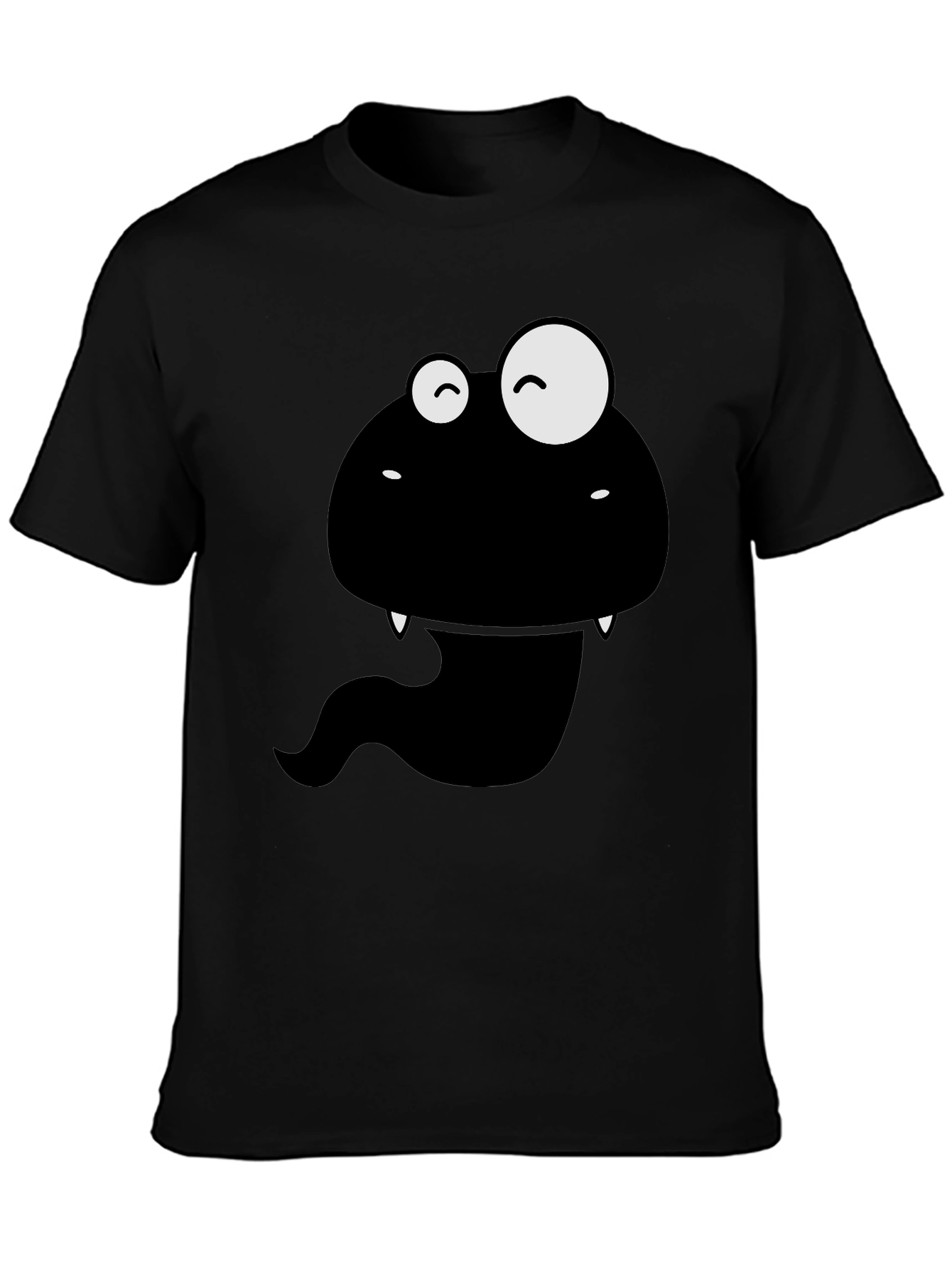 Funny Monster Graphic Tee - Mens Black Cotton T-Shirt
