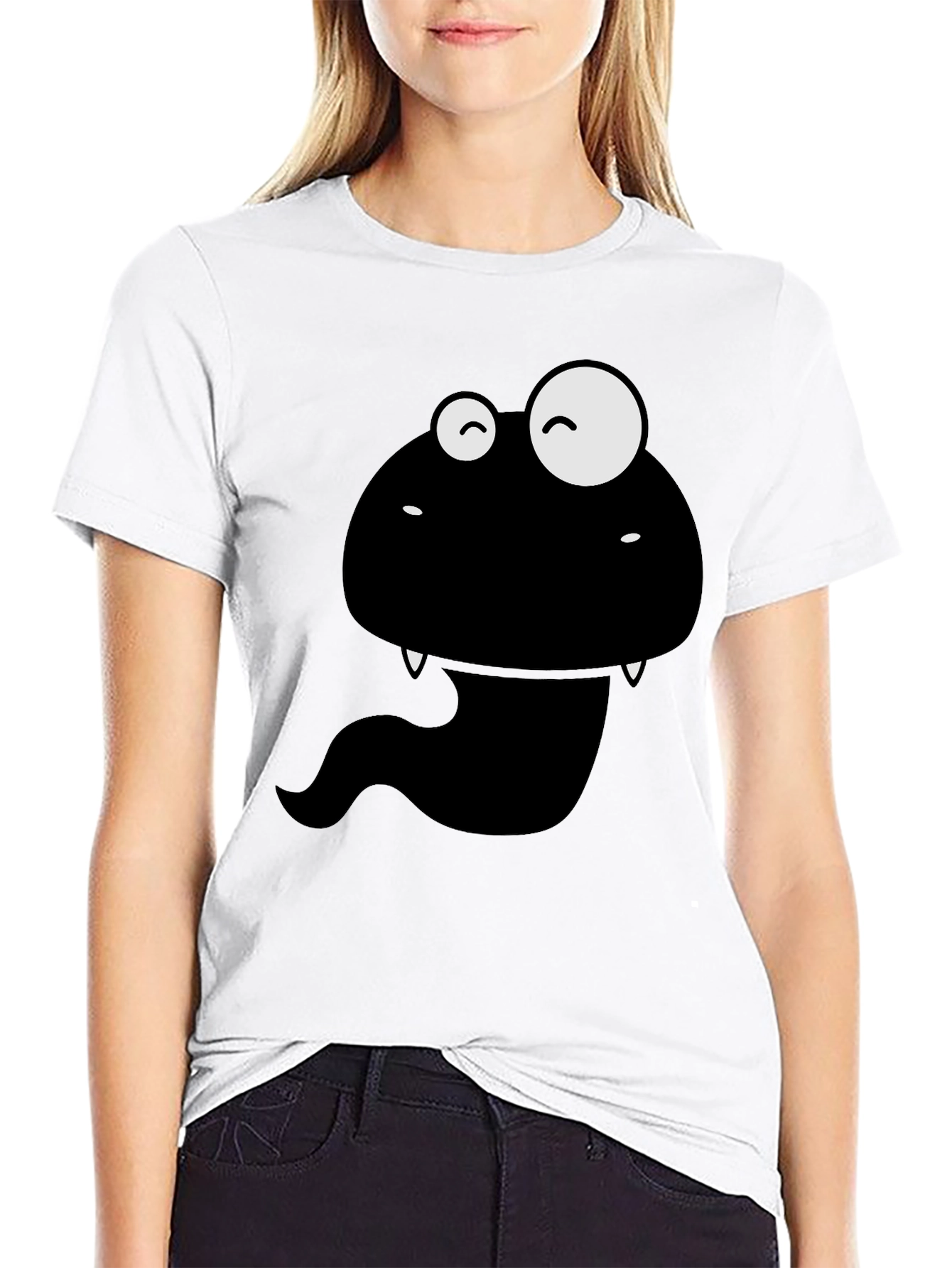 Funny Monster Graphic Tee - Mens Black Cotton T-Shirt