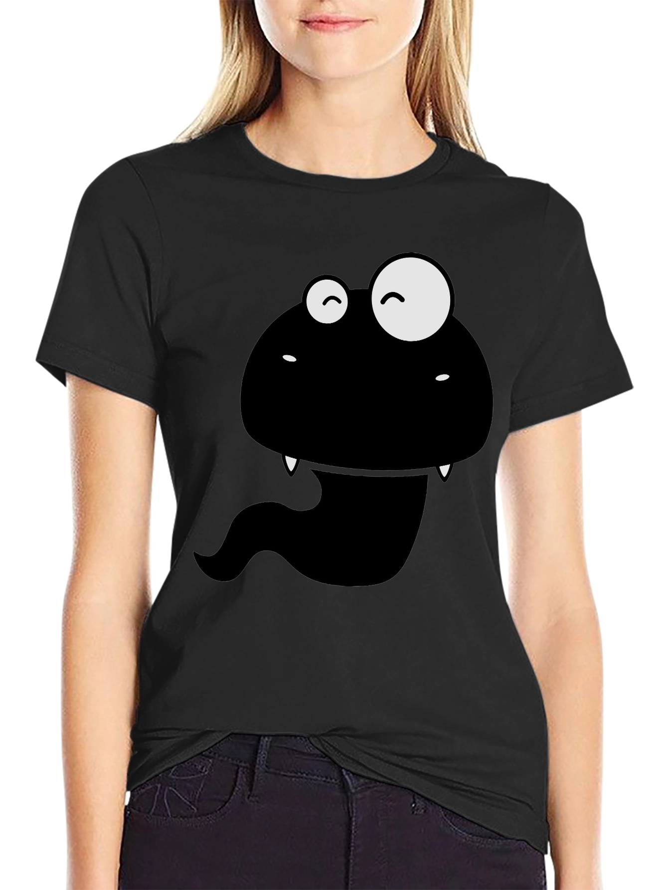 Funny Monster Graphic Tee - Mens Black Cotton T-Shirt