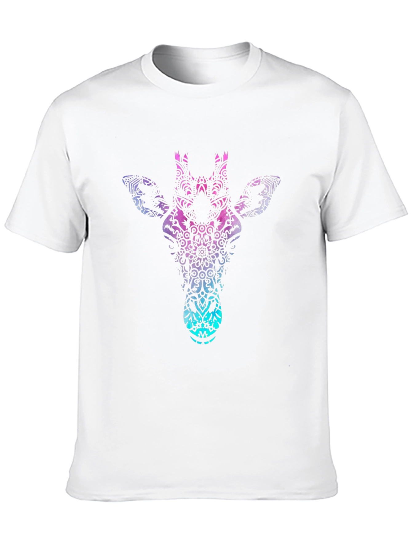 Mandala Giraffe Head Black T-Shirt