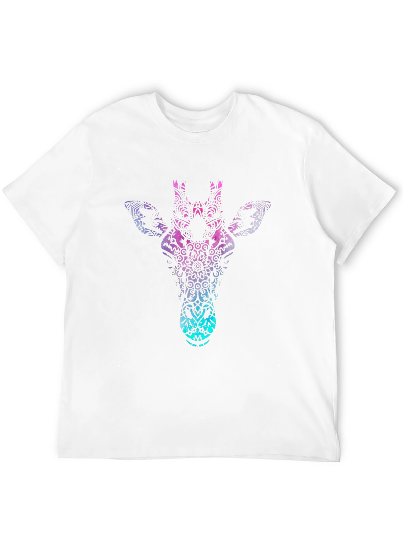 Mandala Giraffe Head Black T-Shirt