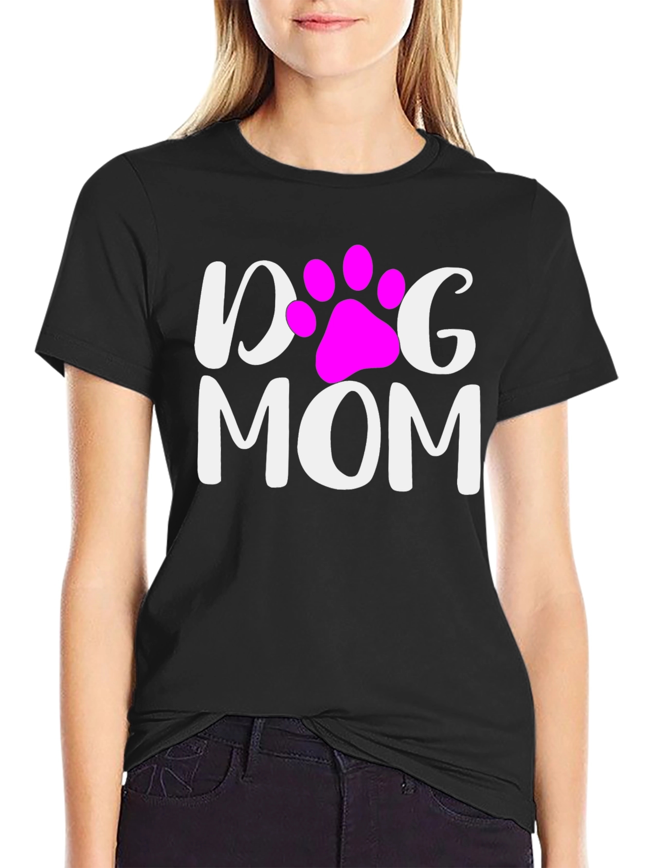 Dog Mom T-Shirt - Cute Paw Print Graphic Tee