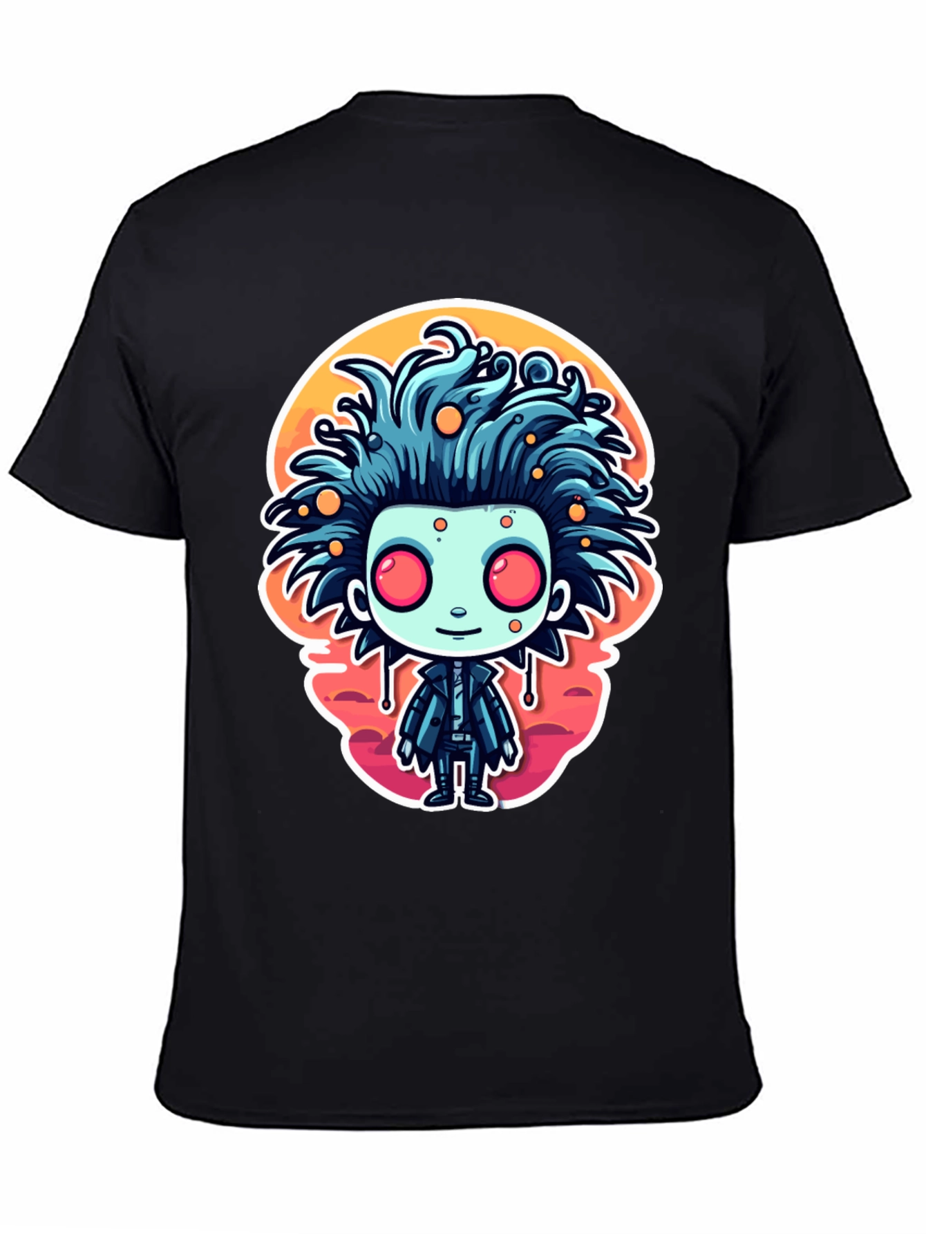 Cartoon Monster Graphic Tee - Black
