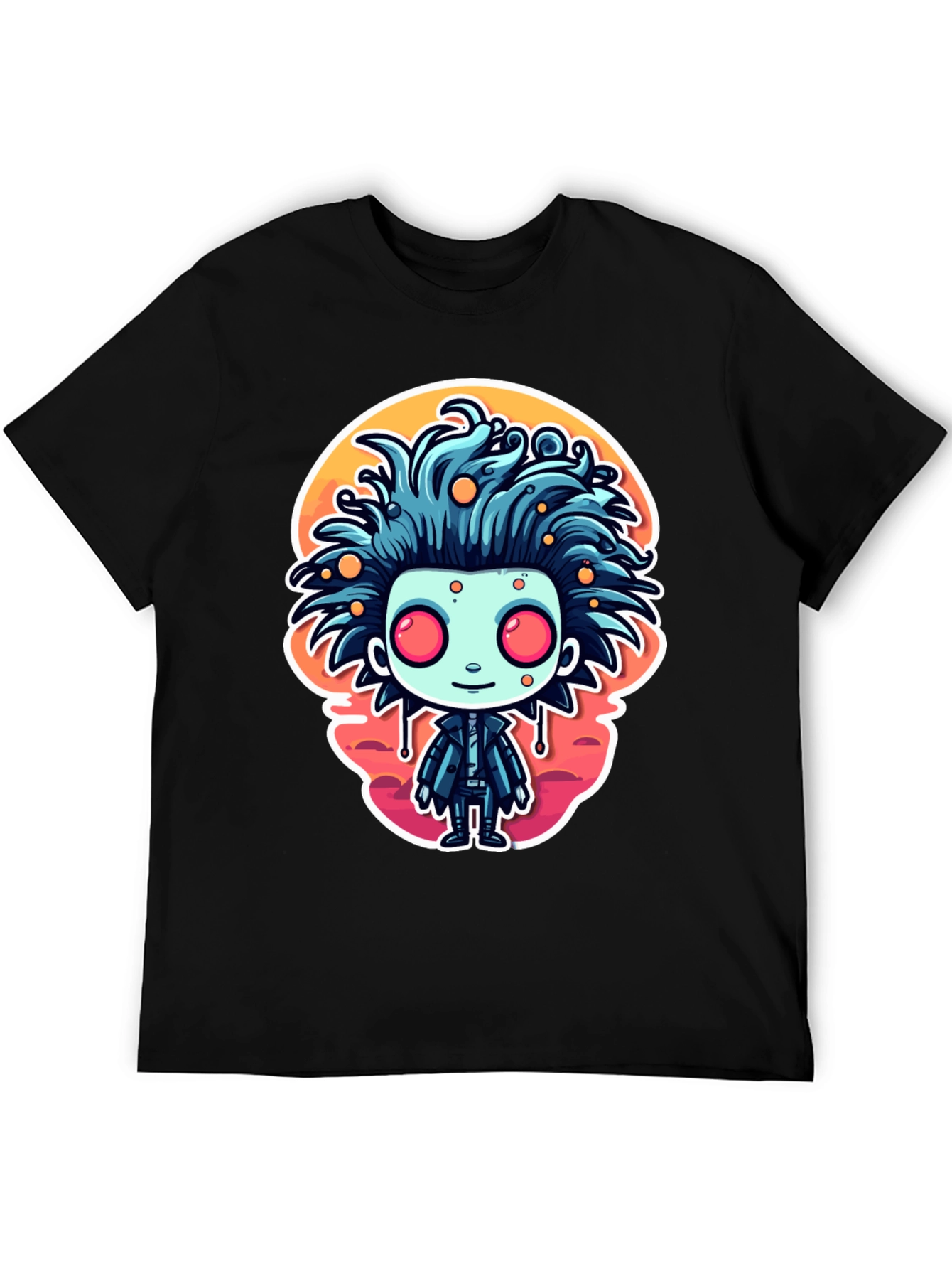 Cartoon Monster Graphic Tee - Black