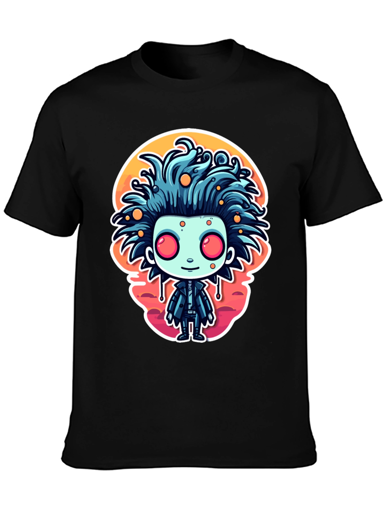 Cartoon Monster Graphic Tee - Black