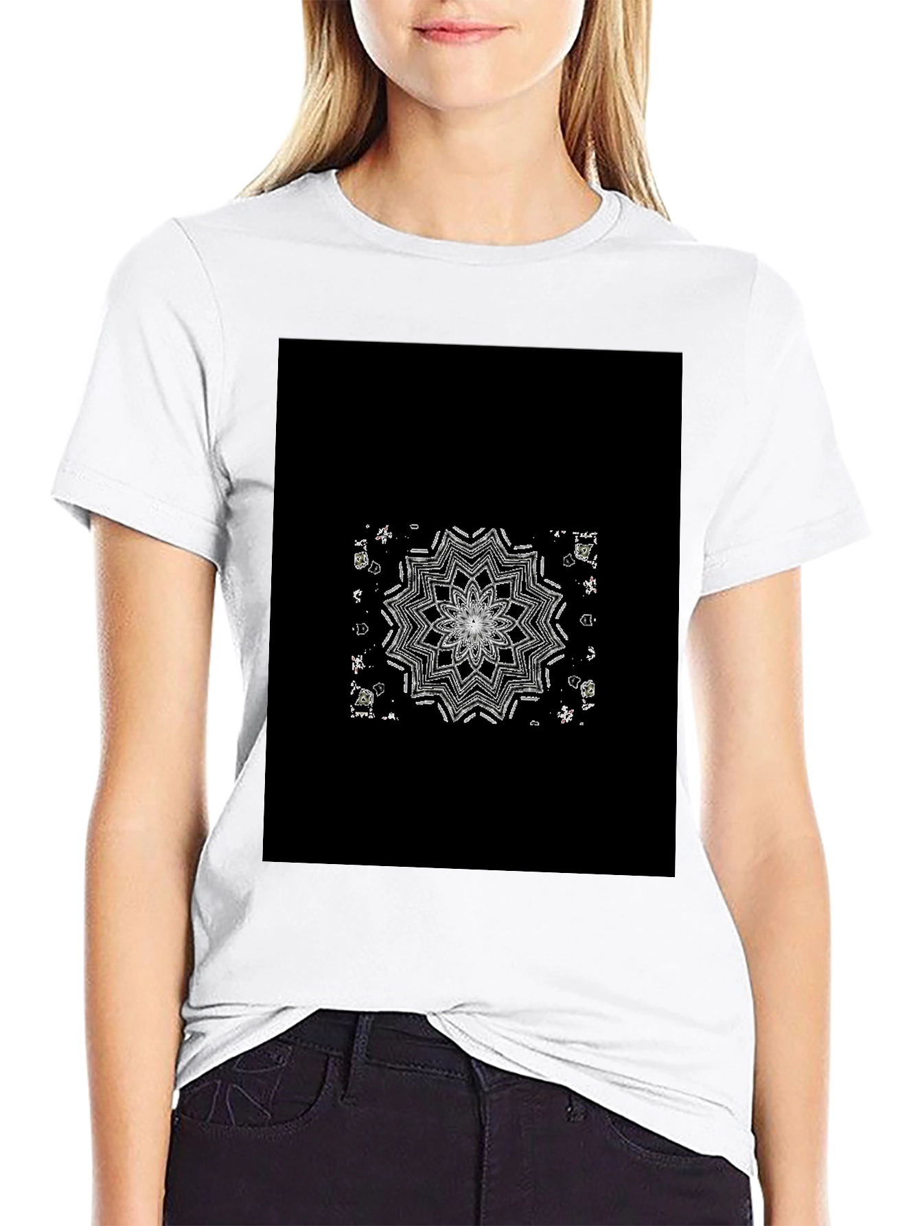 Mandala Graphic Tee - Black Cotton Blend
