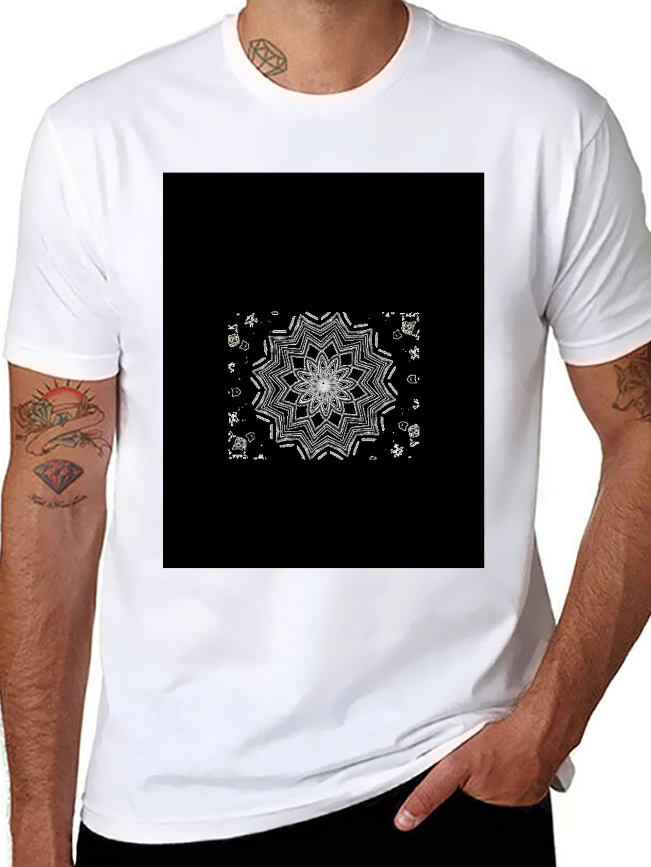 Mandala Graphic Tee - Black Cotton Blend