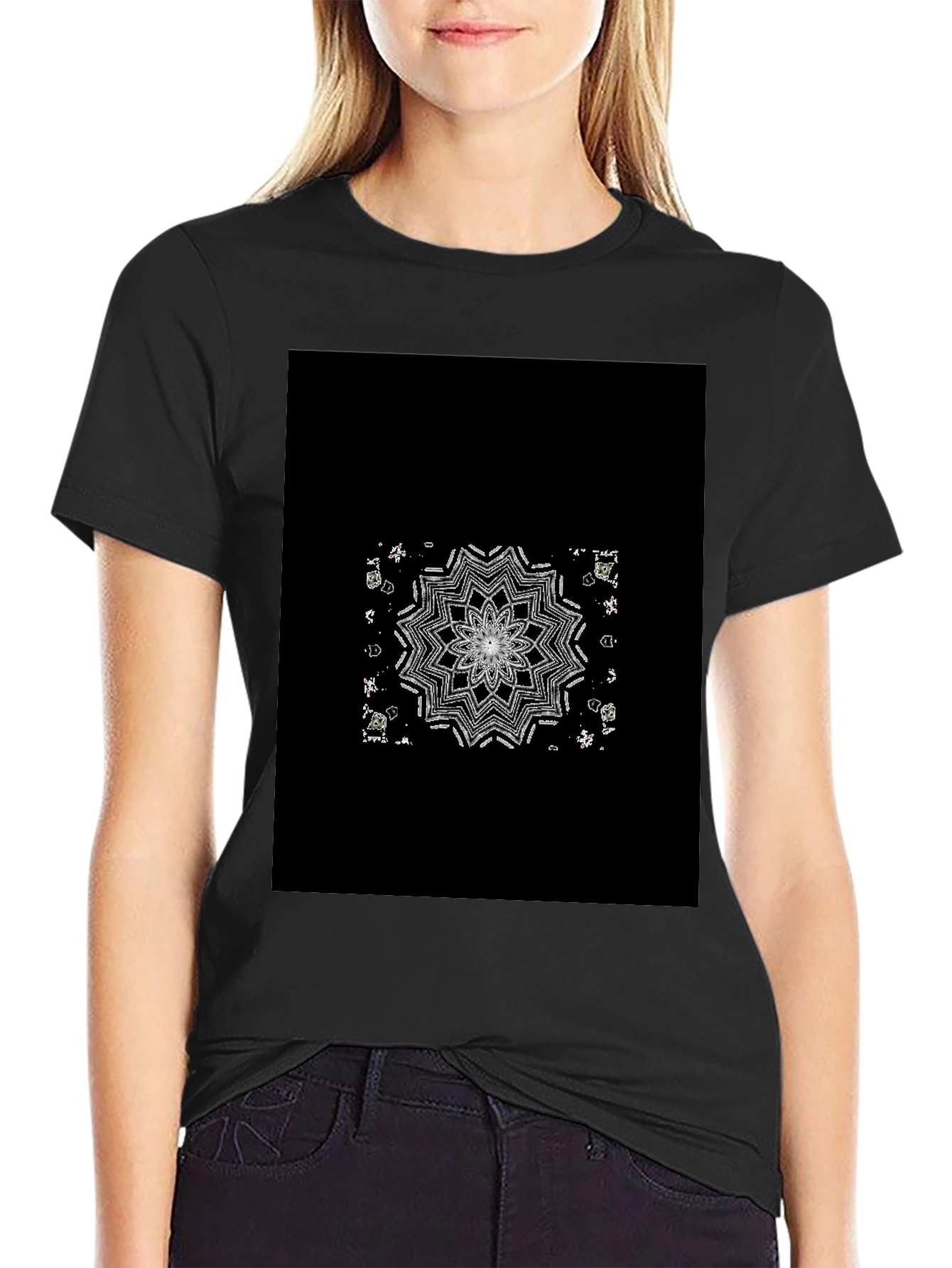 Mandala Graphic Tee - Black Cotton Blend